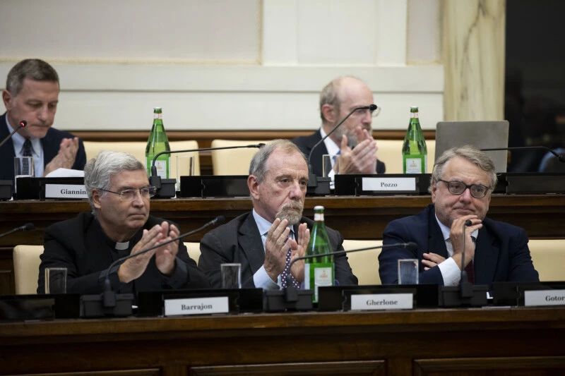 Front row, from left: Father Amador Barrajón Munoz, Enrico Gherlone and Miguel Gotor.